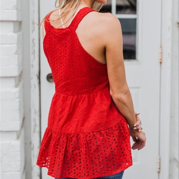 Cherish the Moment Babydoll Tank Top- Scarlet‎ Red - Picture 8 of 16
